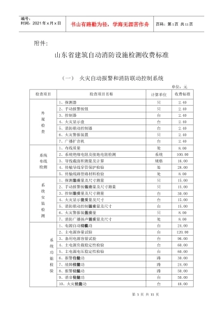 山东省建筑自动消防设施检测收费标准