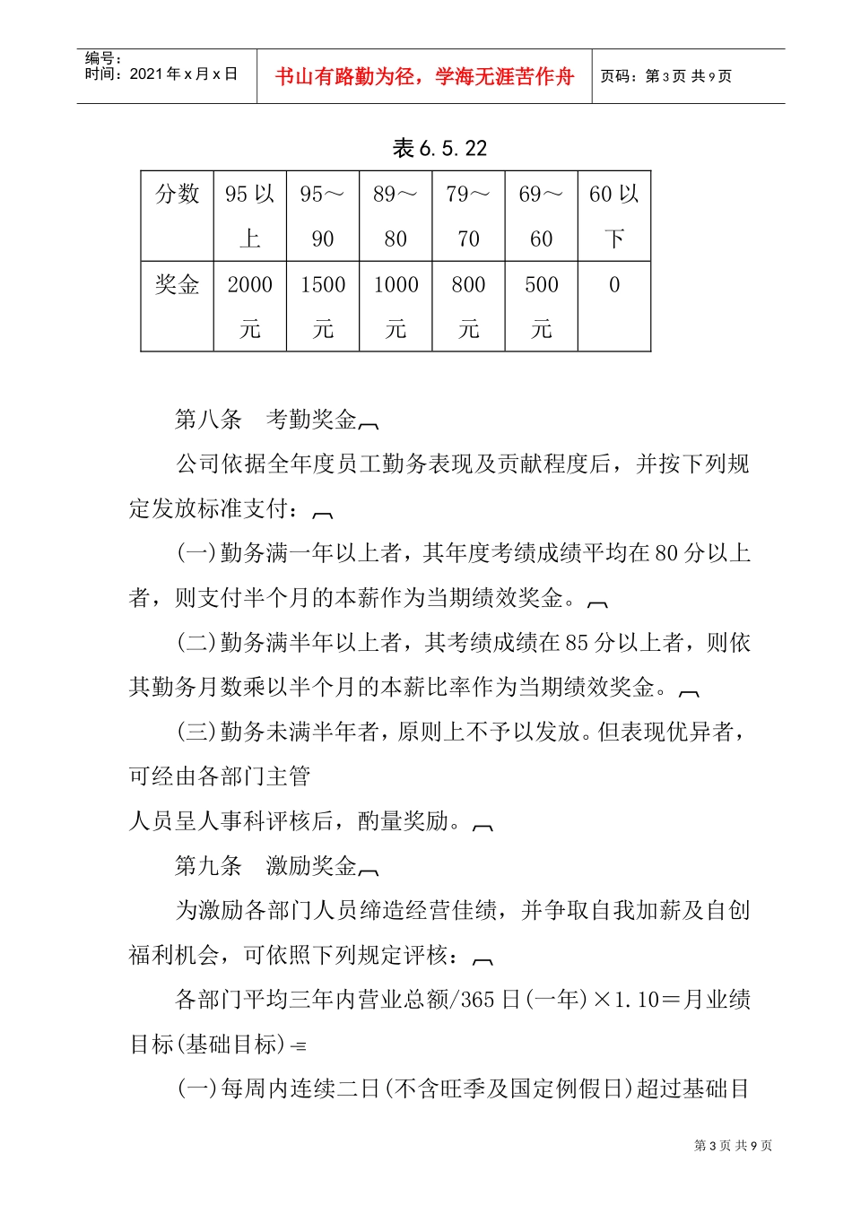 公司奖金制度的相关规定_第3页