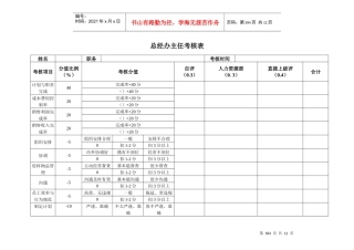 安盛—湖南亚华宾佳乐乳业公总经办考核表