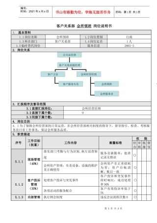 人力资源-20225会所领班岗位说明书