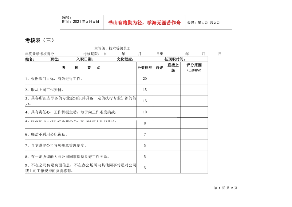 【绩效考核】考核表（三）_第1页