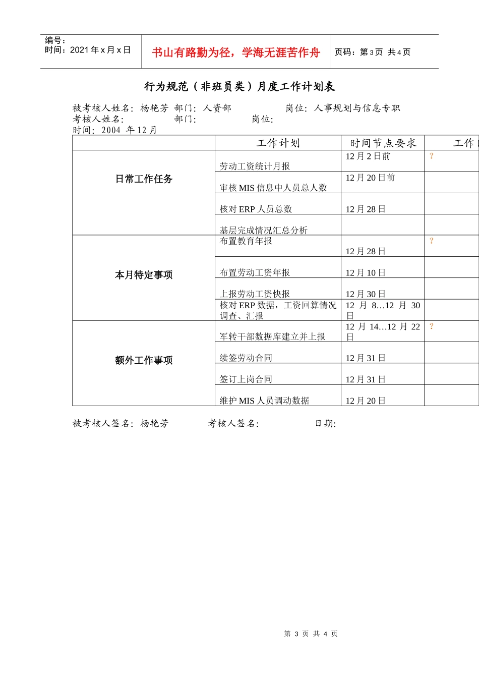 上海电力公司市区供电公司人事规划与信息行为规范考评表_第3页