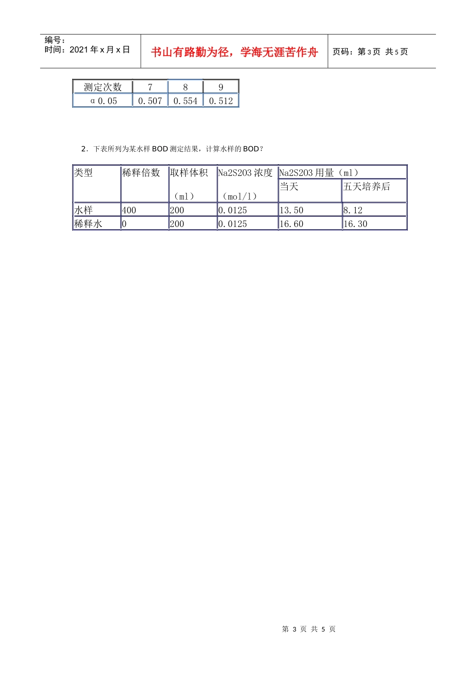 《环境监测》试题与答案_第3页