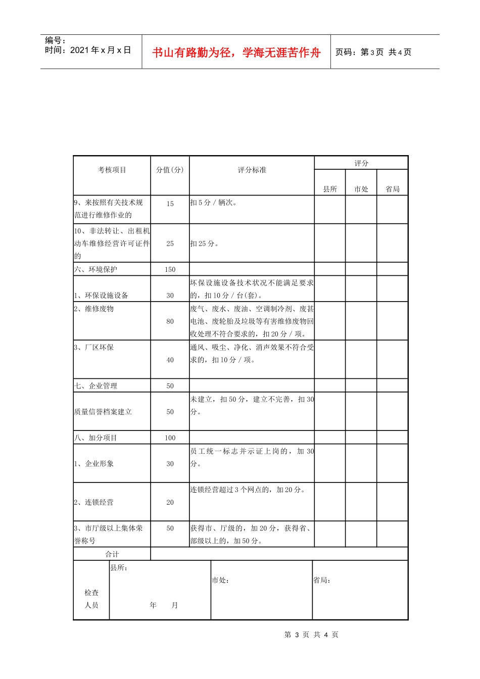山西省汽车维修企业质量信誉考核标准_第3页