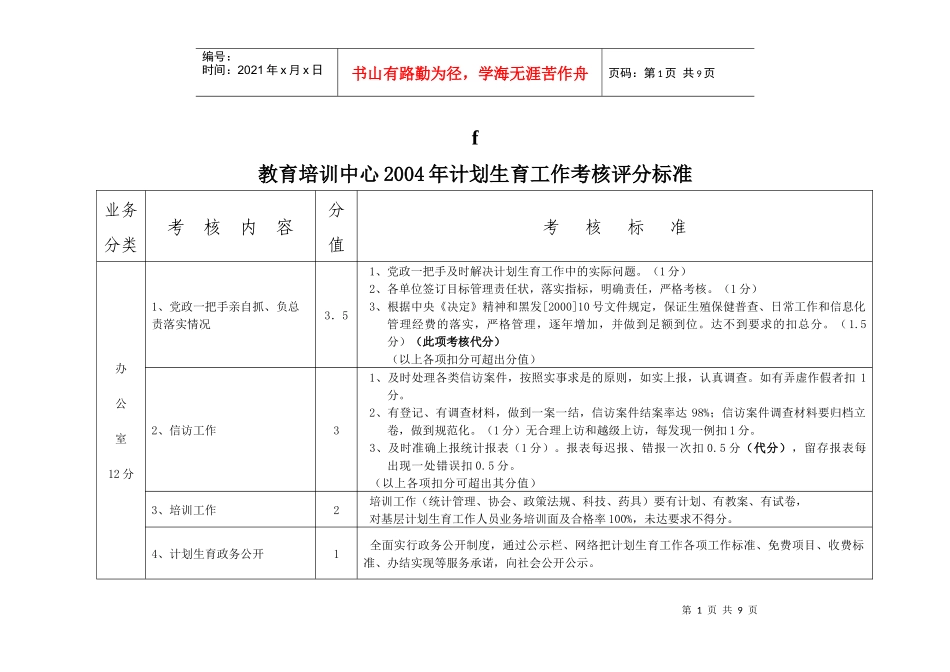 大庆石油管理局计划生育管理科工作标准_第1页