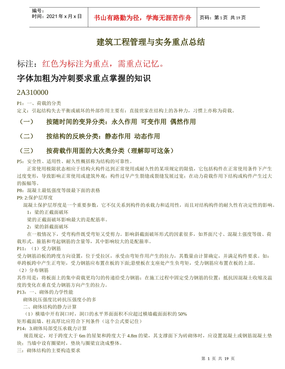 人力资源-2022XXXX年二级建筑实务总结_第1页
