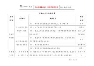 市场专员工作职责