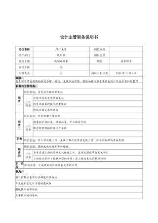 宝地建设集团规划部设计主管职务说明书