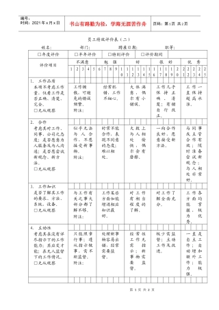 员工绩效评价表（二）