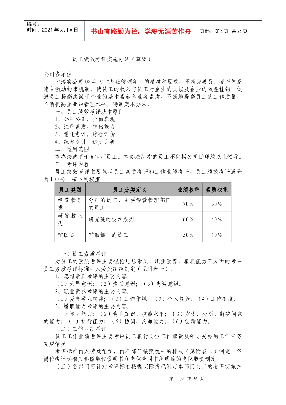 员工绩效考评实施办法_第1页