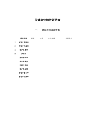 公司关键岗位绩效评估表