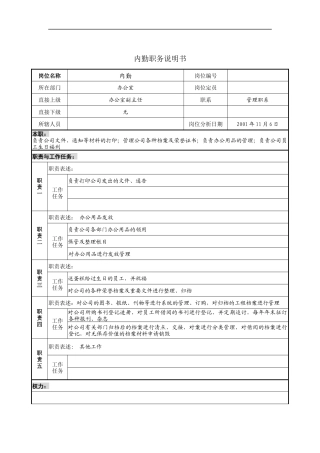 内勤职务说明书