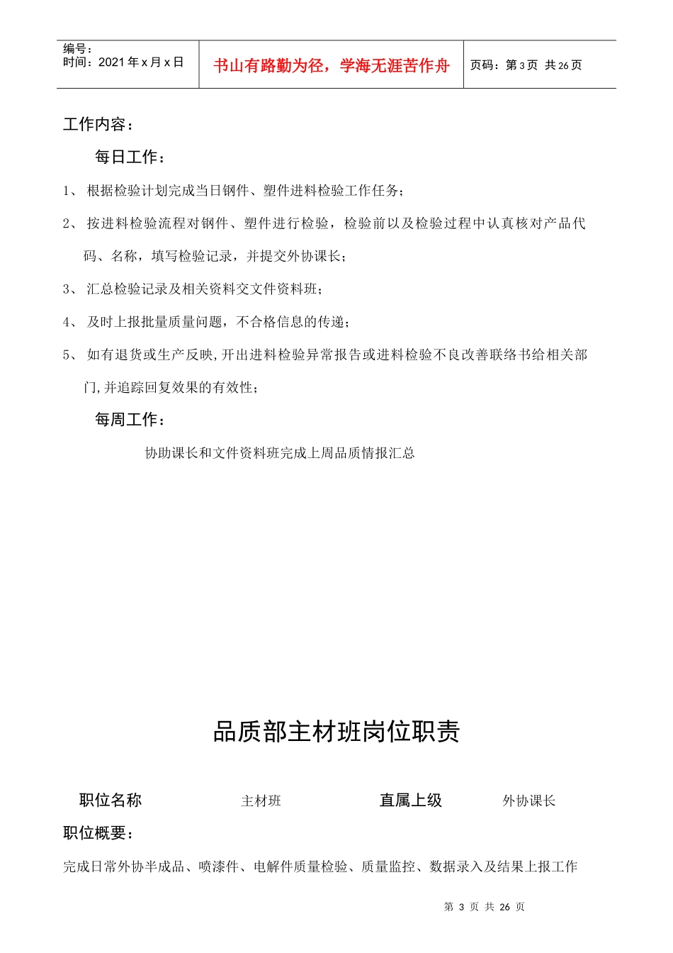 企业品质部各岗位职责说明书_第3页