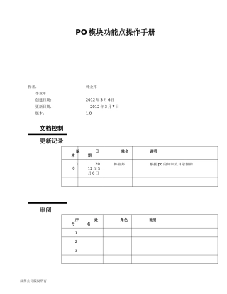 人力资源-2022PO模块功能点操作手册