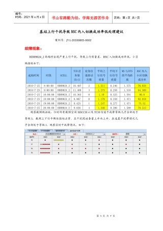 基站上行干扰导致BSC内入切换成功率低处理建议