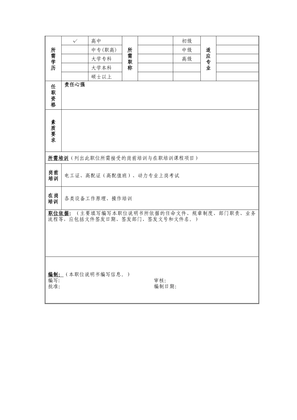 动力值机员岗位说明书_第2页