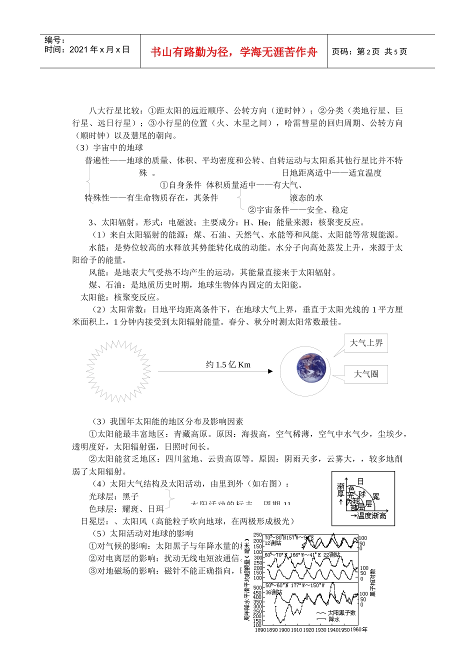 地理教案教学设计第3讲地球的宇宙环境_第2页