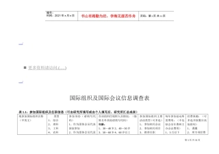 国际组织与国际会议信息调查表