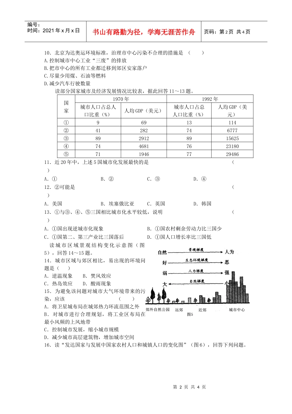 专题二城市的形态、功能分区及城市化对环境的影响_第2页