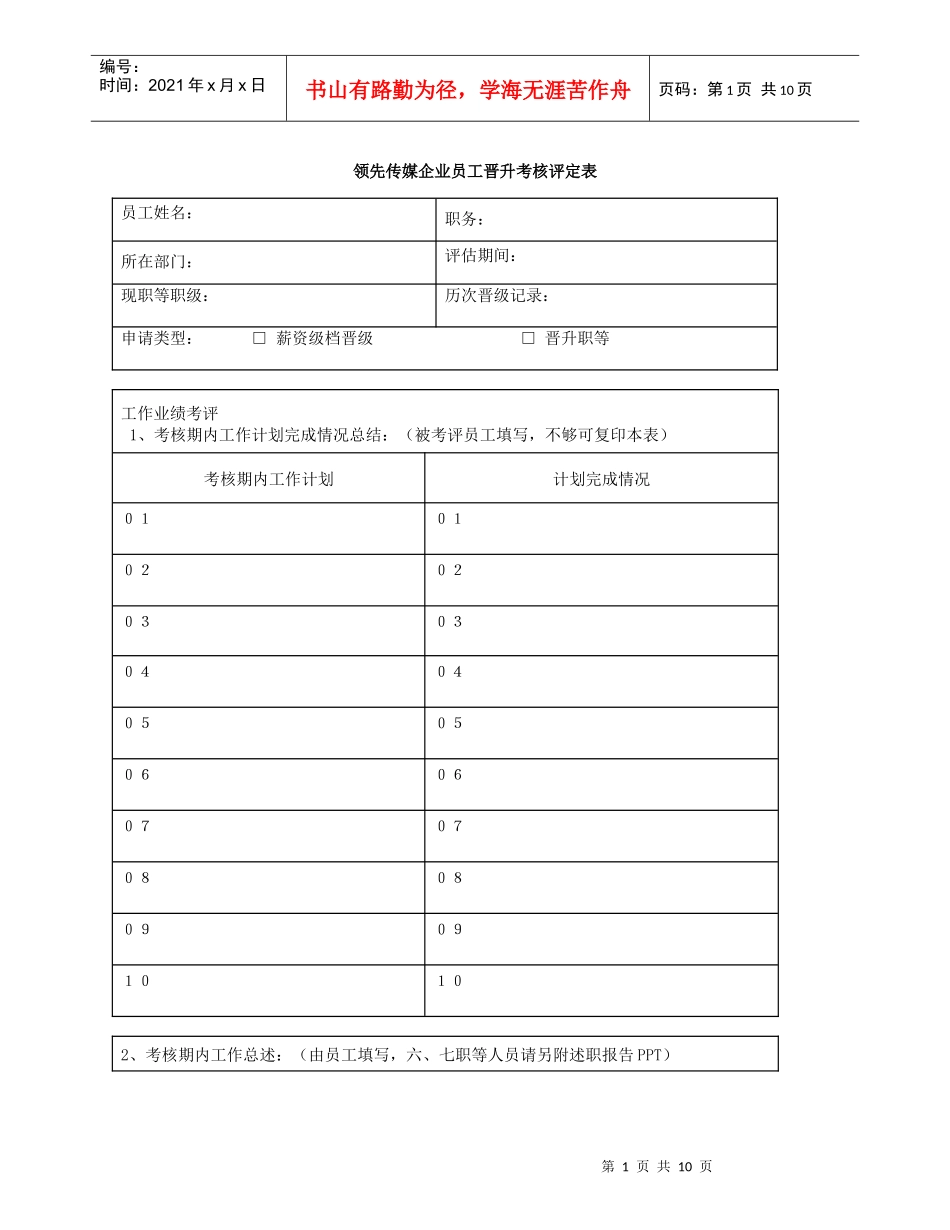 员工晋升评定表与年度考核表_第1页