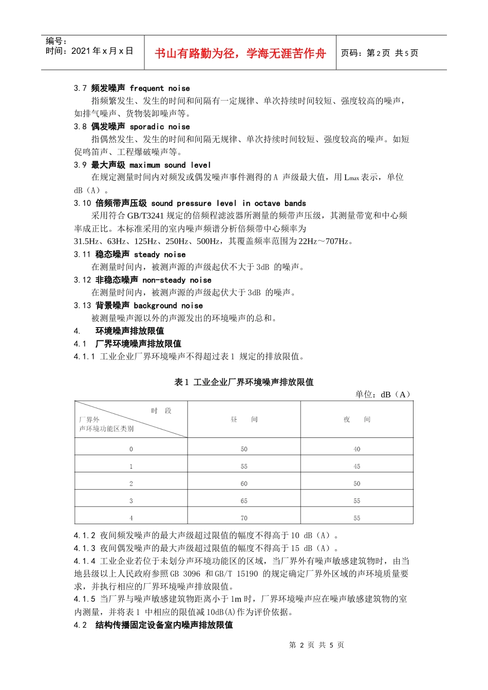 工业企业厂界环境噪声排放标准doc-工业企业厂界环境噪声_第2页