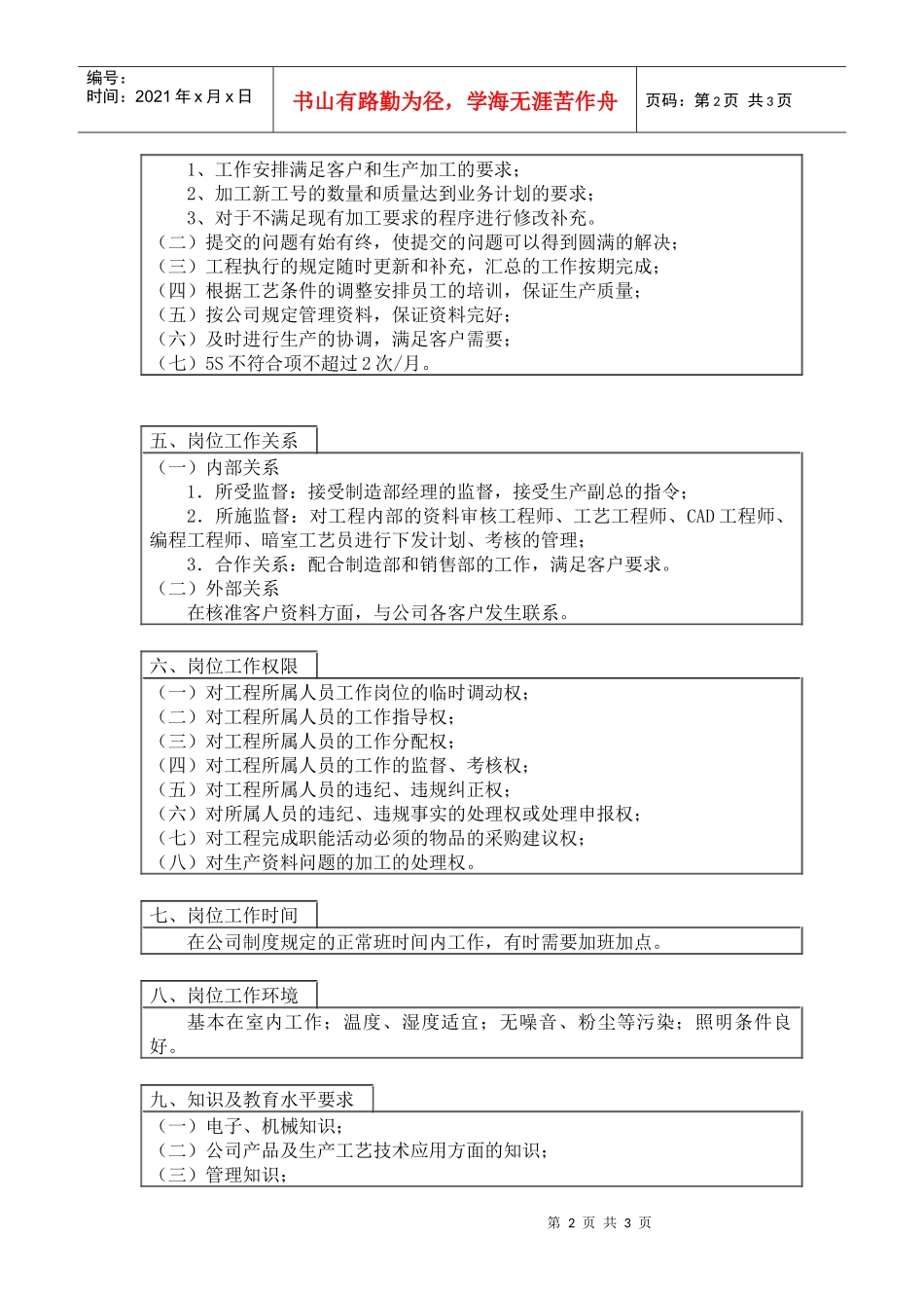 人力资源-2022800hr03职位分析--工程主管(doc)_第2页