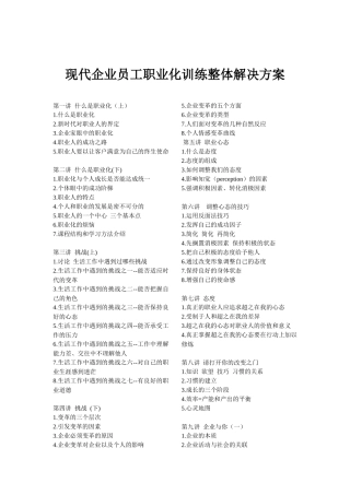 【设计方案】现代企业员工职业化训练整体解决方案