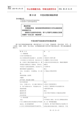 【经典管理资料】20中层经理的激励菜谱