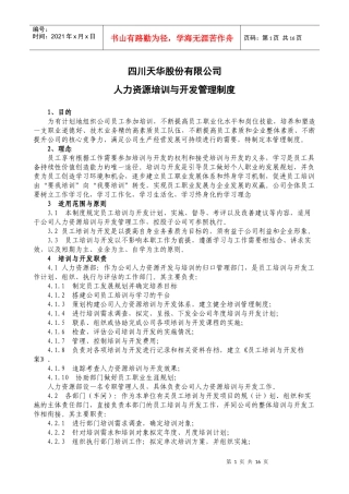 四川某公司人力资源开发与培训体系