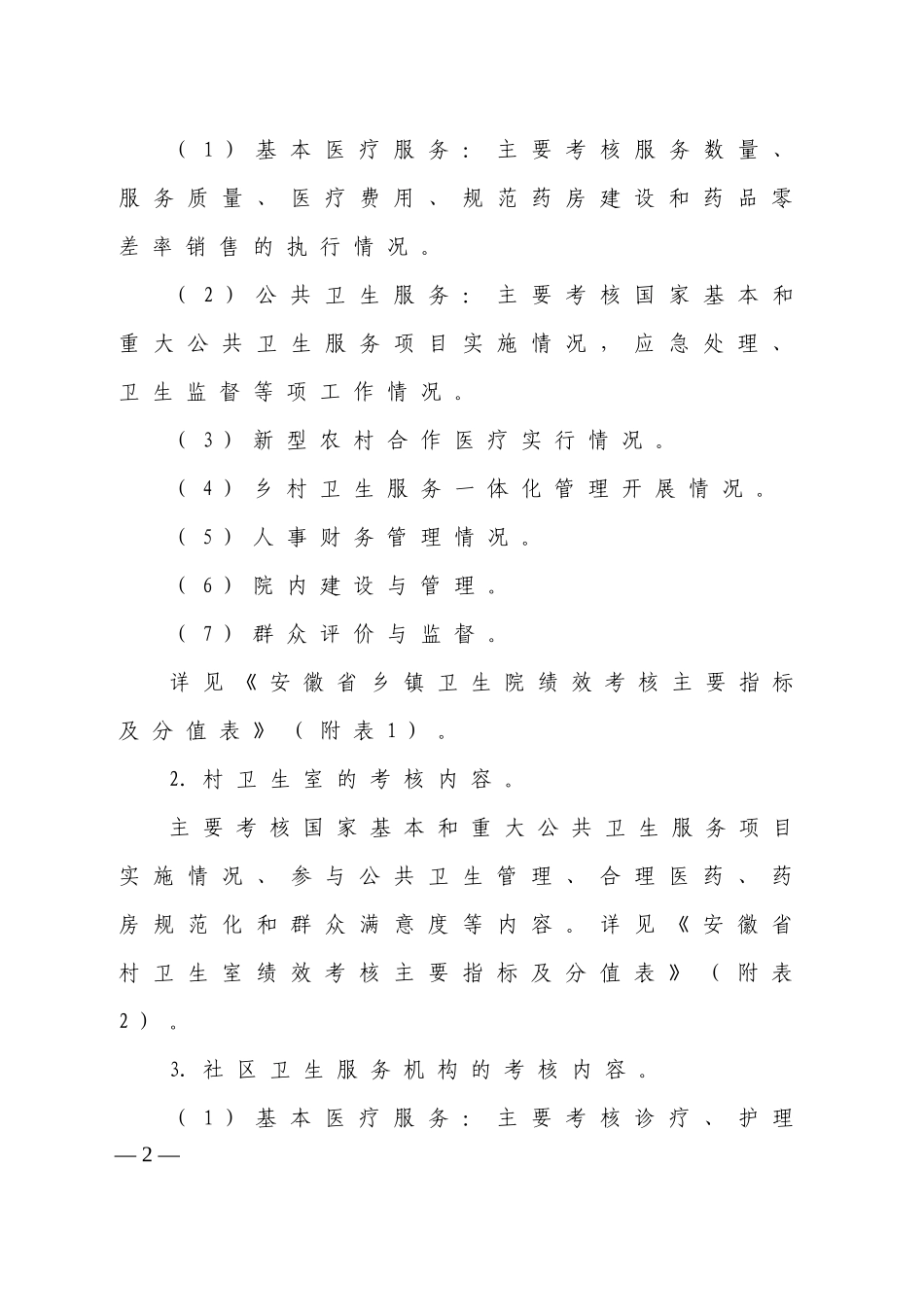 安徽省基层医疗卫生机构绩效考核试点办法_第2页