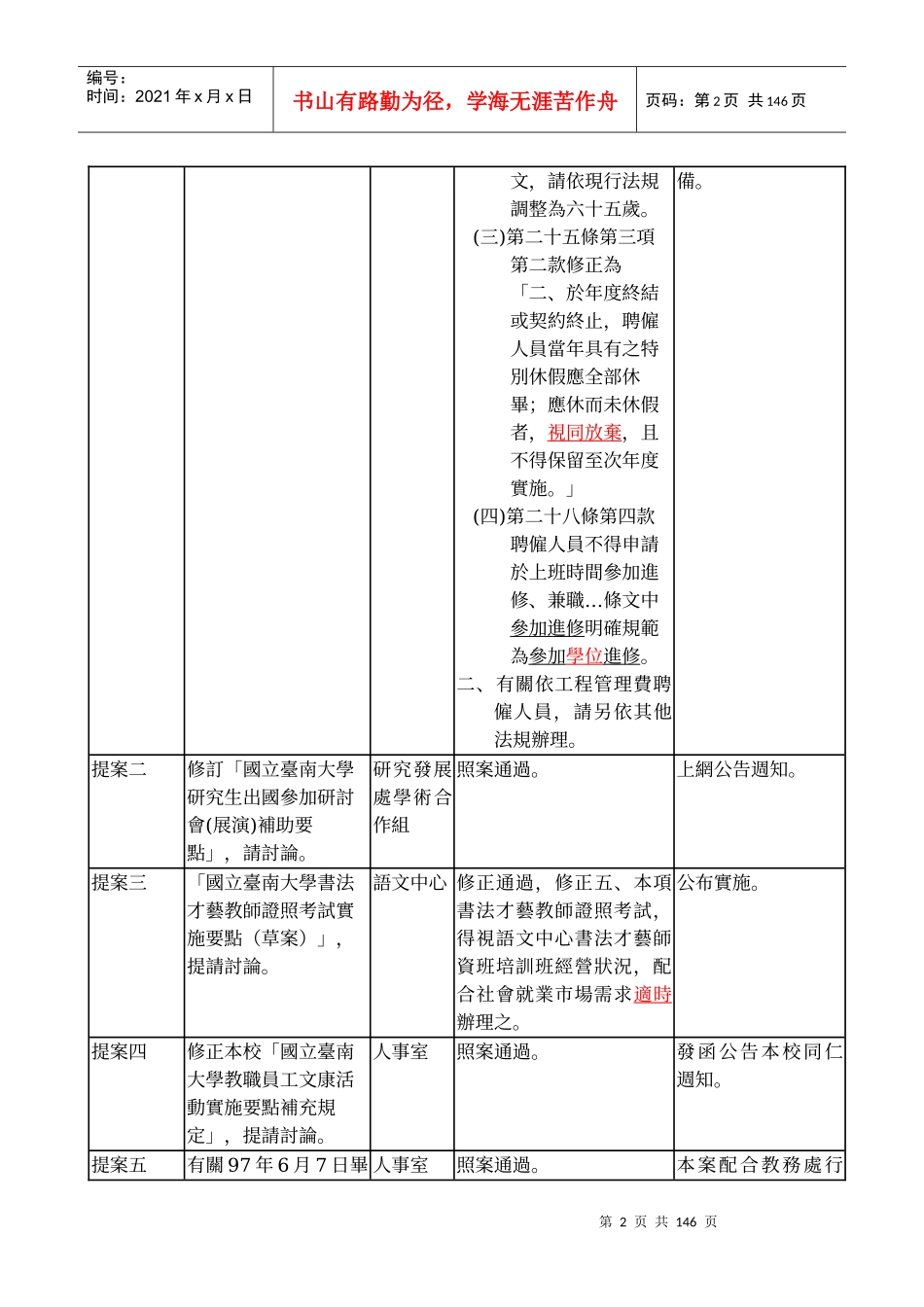 国立台南大学96学年度第9次行政会议纪录_第2页