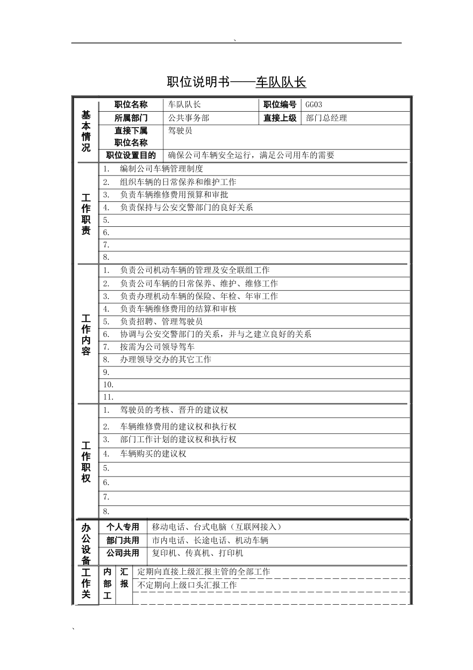 岗位说明书——车队队长_第1页