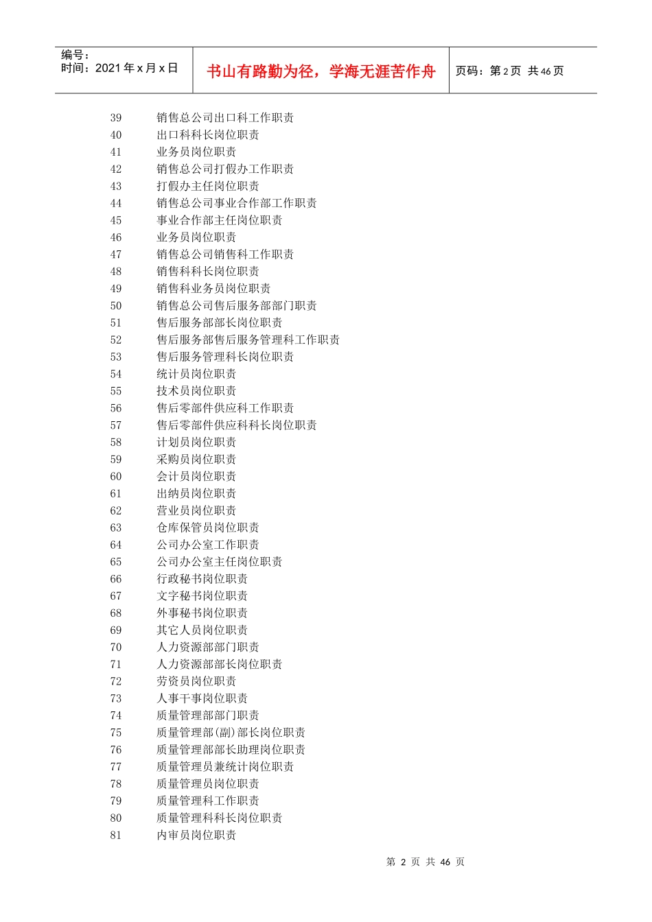 全新岗位职责大全1(180个共191_第2页