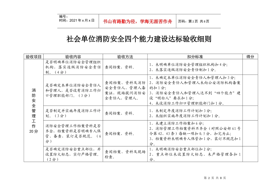 社会单位消防安全四个能力建设达标验收细则DOC-南京市古_第2页
