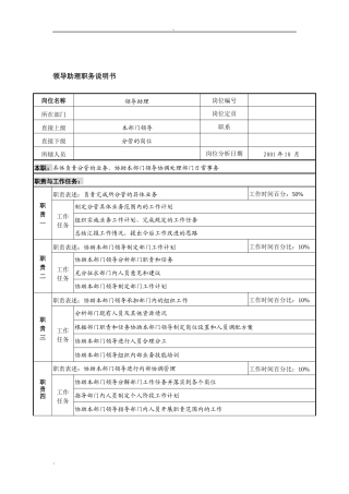 航材院领导助理职务说明书