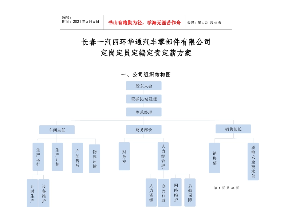 某公司定岗定员定编定责定薪方案_第1页