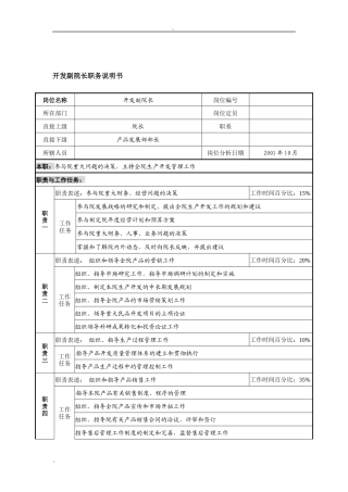 航材院开发副院长职务说明书