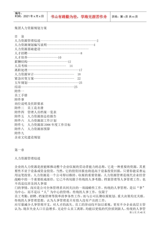 某某集团人力资源规划方案