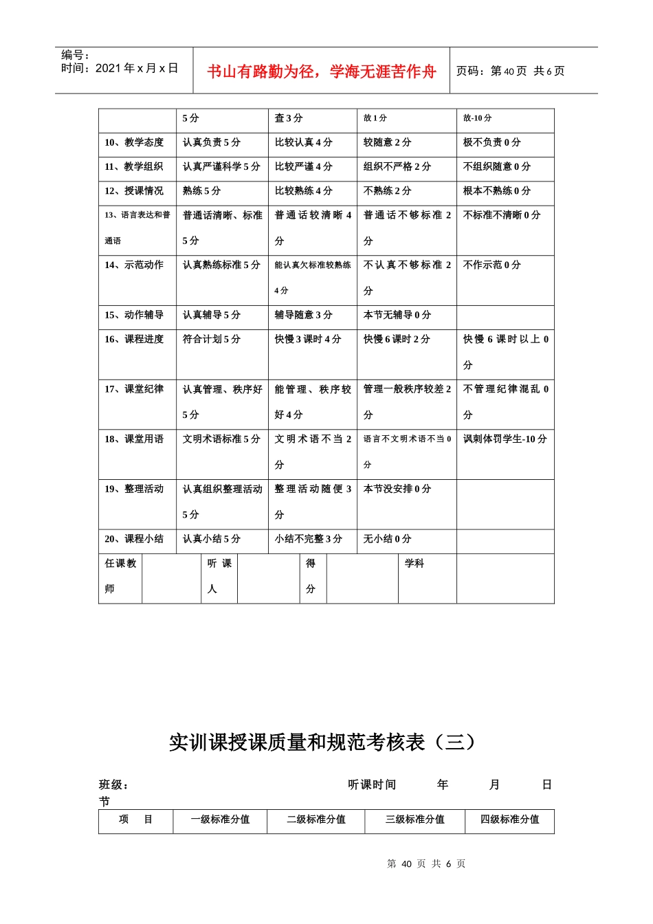 教师授课规范情况考核表（一）_第3页