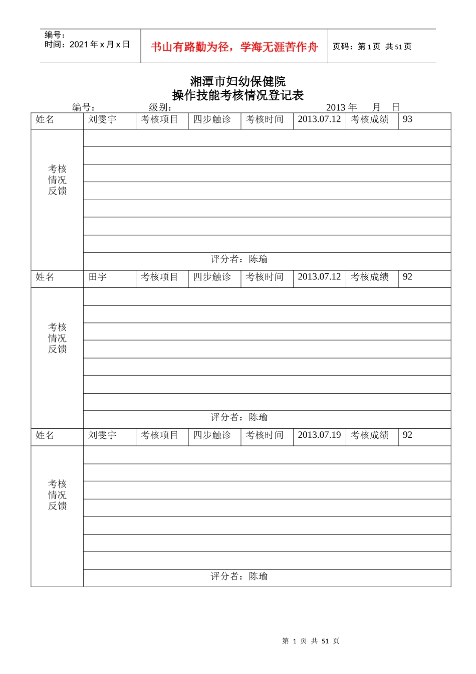 操作技能考核情况登记表已修改_第1页