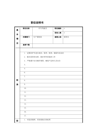 江动股份-铲车司机职位说明书