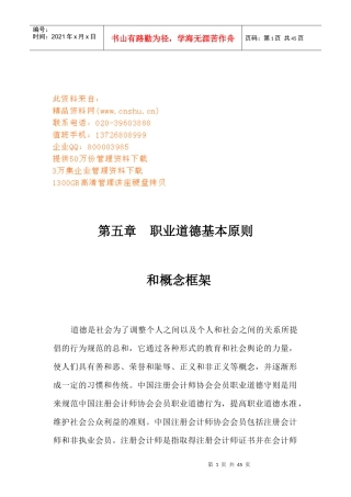 职业道德的基本原则与概念框架