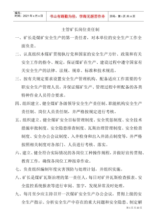 煤矿岗位安全生产责任制(DOC32页)