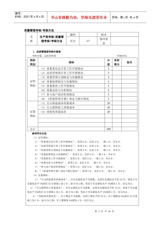 质量管理考核考核方法