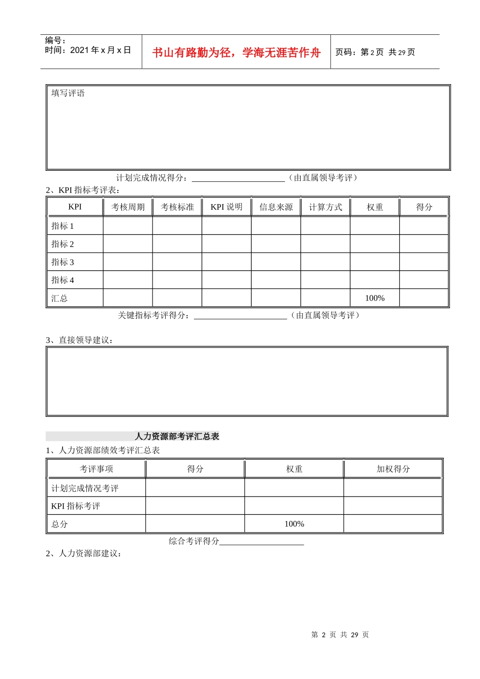 李宁体育用品公司绩效考核表全套_第2页