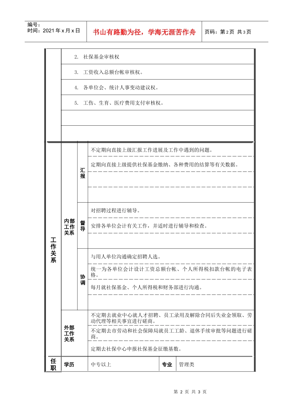 招聘专员职务说明书_第2页