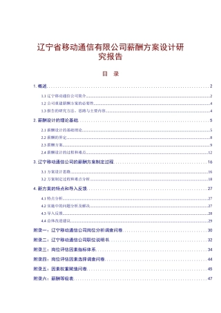 辽宁移动公司薪酬方案设计研究报告