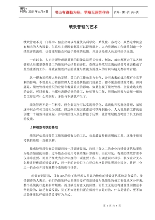 绩效管理的艺术)