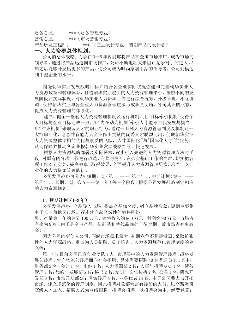 某某公司人力资源管理规划书_第2页