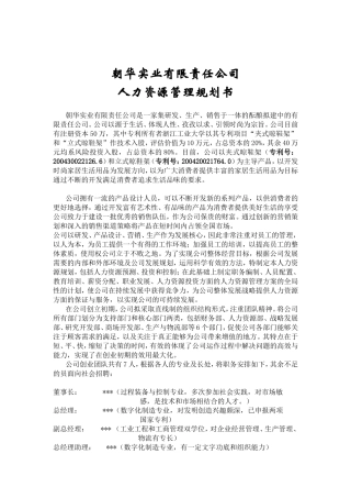 某某公司人力资源管理规划书
